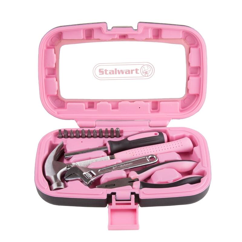 15-Piece Tool Set - Household Tool Kit with Hammer, Multi-Bit Screwdriver Set, Pliers, Wrench- Tools and Equipment by Stalwart