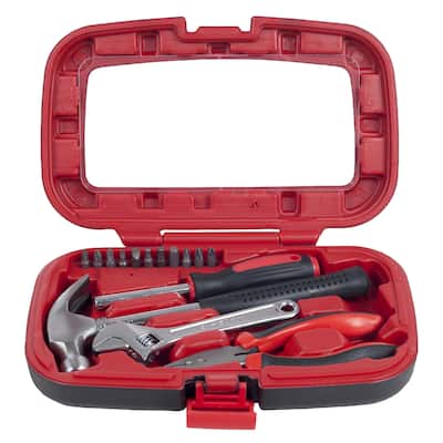 15-Piece Tool Set - Household Tool Kit with Hammer, Multi-Bit Screwdriver Set, Pliers, Wrench- Tools and Equipment by Stalwart