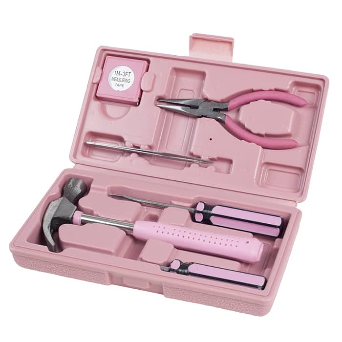 Household Tool Box - 7-Piece Handheld Tool Kit With Hammer, Phillips Screwdrivers, Long-Nose Pliers & Tape Measure by Stalwart