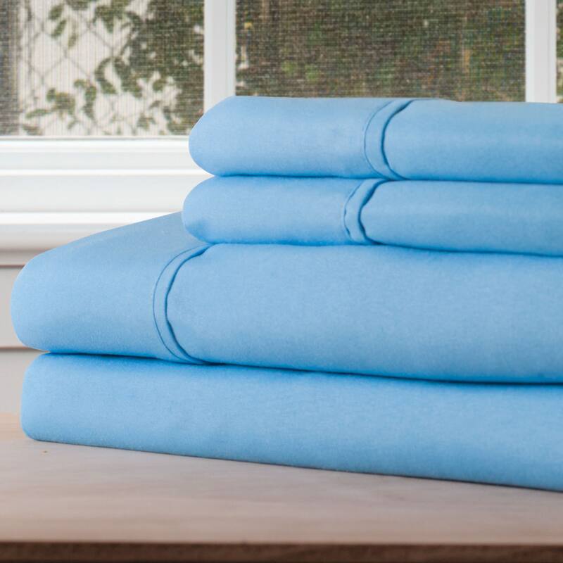 Winsor Home Cotton Blend 1200 Thread Count Blue Sheet Set (Twin XL)