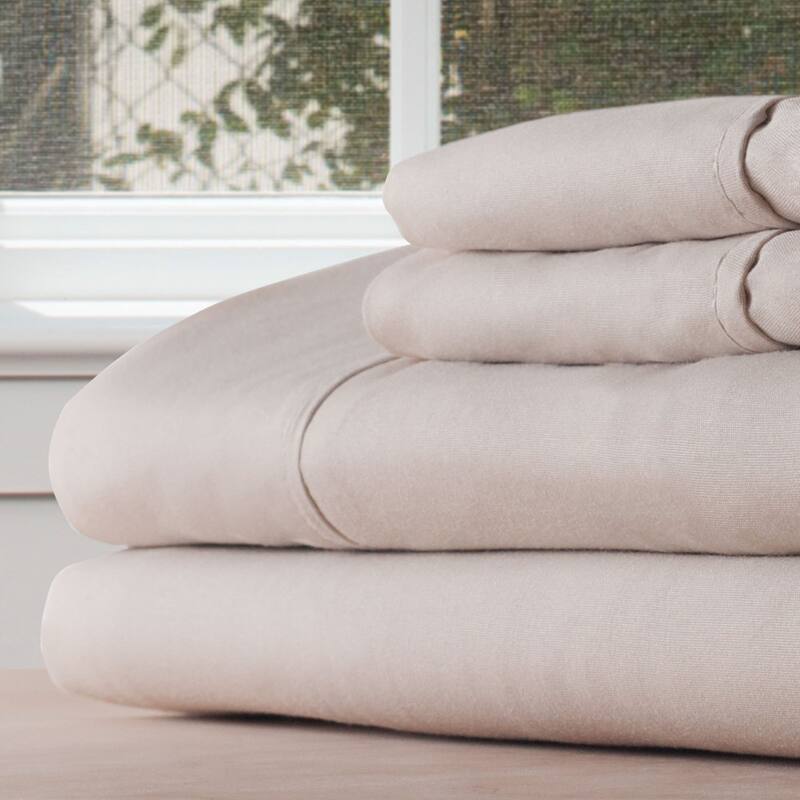 Brushed Microfiber Sheet Set-3 Piece Bed Linens-Fitted & Flat Sheets, Plus Pillowcase by Windsor Home (Twin XL, Beige)