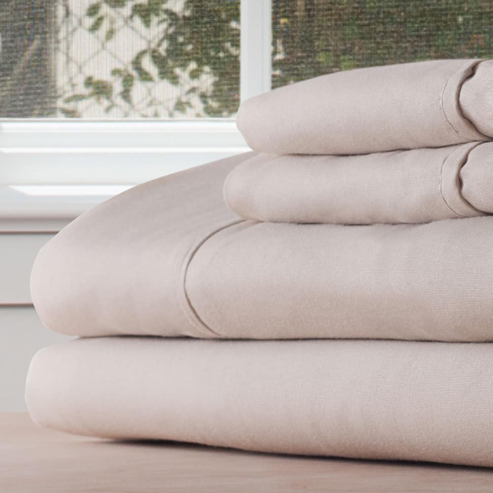 Brushed Microfiber Sheet Set-3 Piece Bed Linens-Fitted & Flat Sheets, Plus Pillowcase by Windsor Home (Twin XL, Beige)