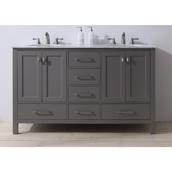 Stufurhome 60 inch Malibu Grey Double Sink Bathroom Vanity ...