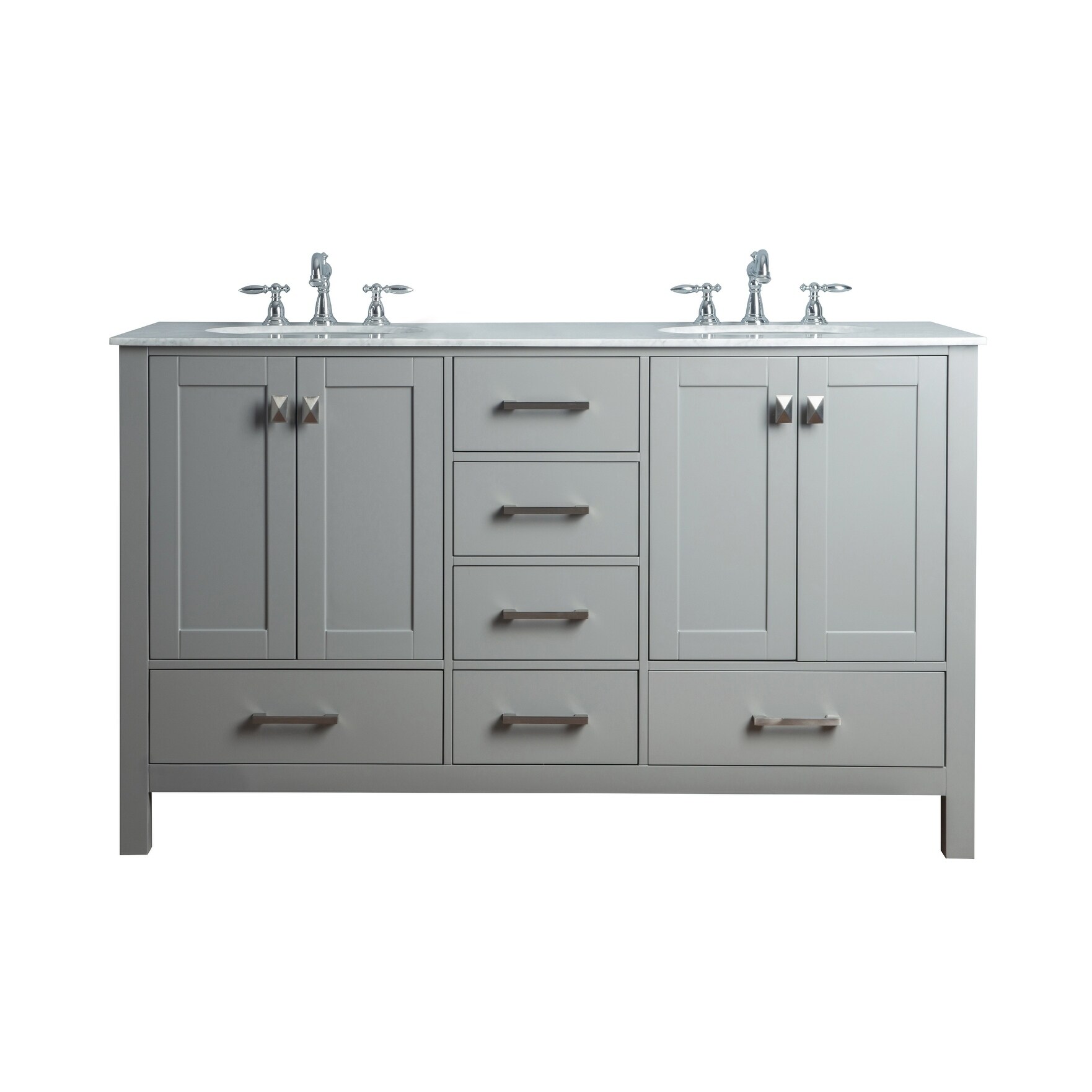 Stufurhome 60 Inch Malibu Grey Double Sink Bathroom Vanity