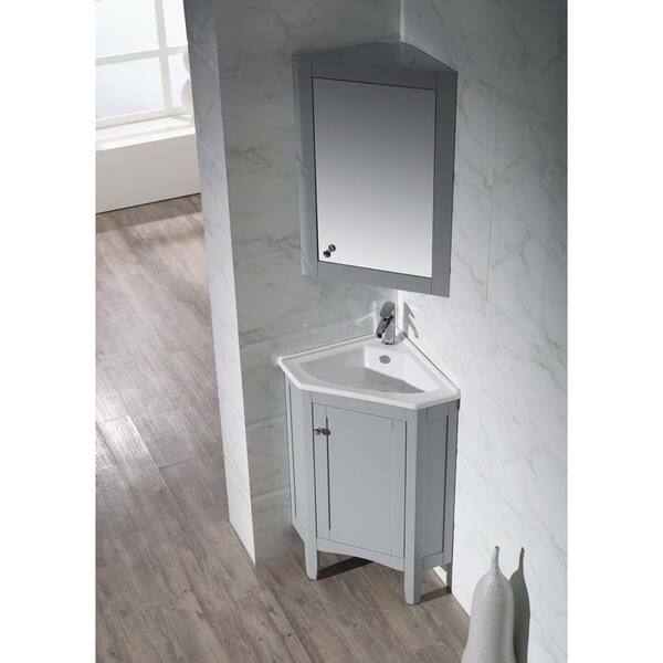 Shop Stufurhome Monte Grey 25 Inch Corner Bathroom Vanity With