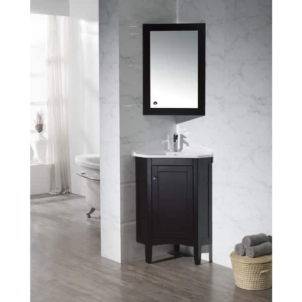Shop Stufurhome Monte Espresso 25 Inch Corner Bathroom Vanity With
