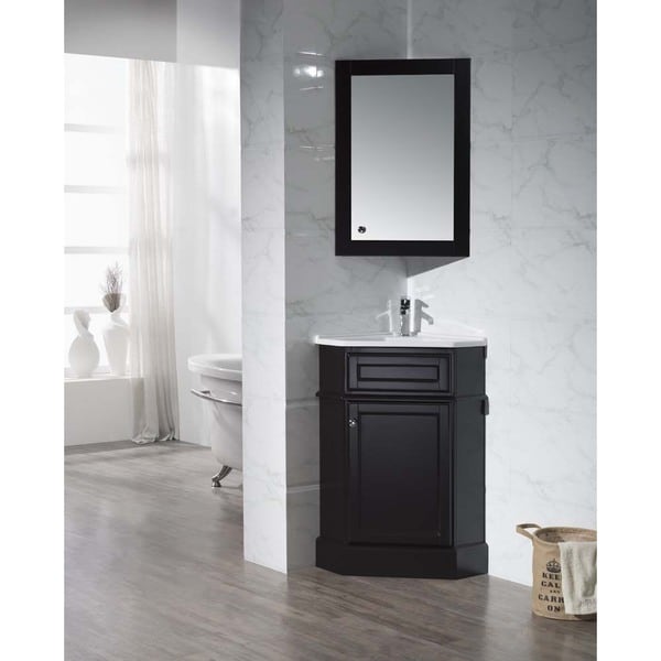 Stufurhome Hampton Espresso 26.5 Inch Corner Bathroom ...