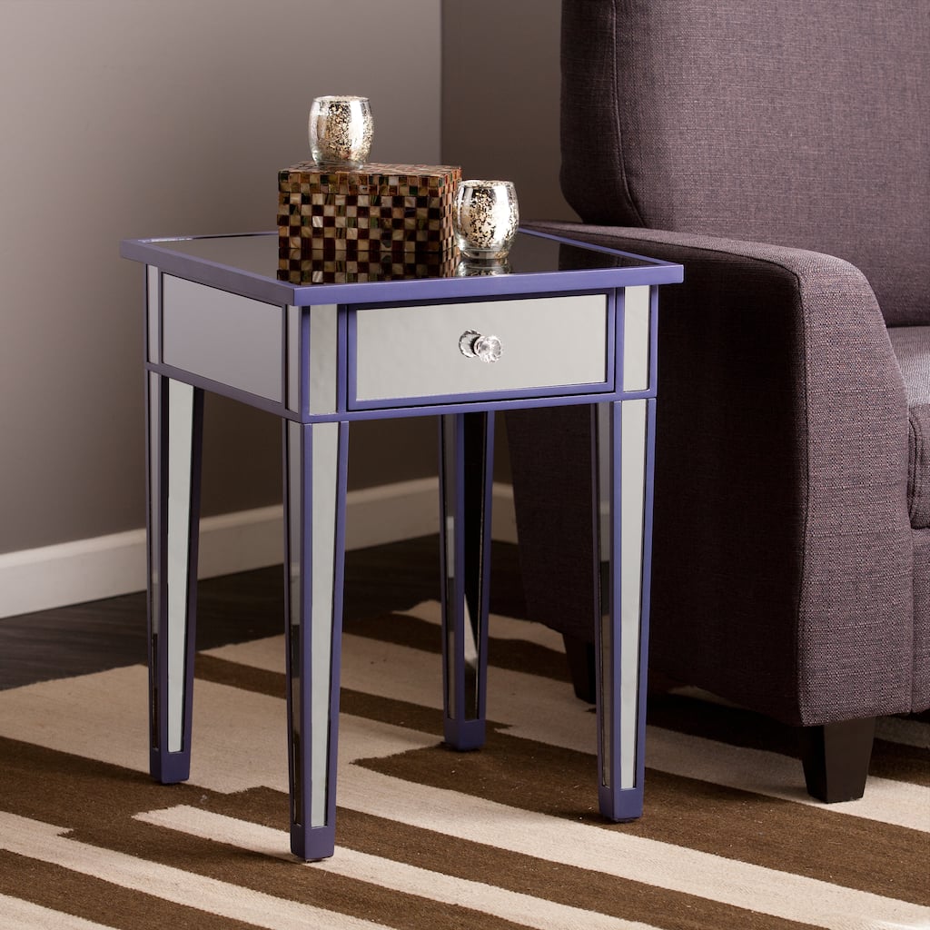 SEI Furniture Sutcliffe Purple Color Mirror Accent Table