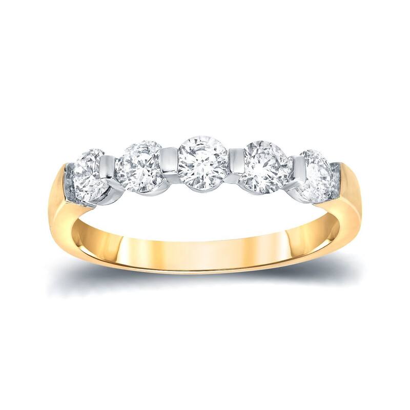 Auriya 3/4ctw Round 5-Stone Diamond Wedding Band 14k Gold - 4 - Two-Tone