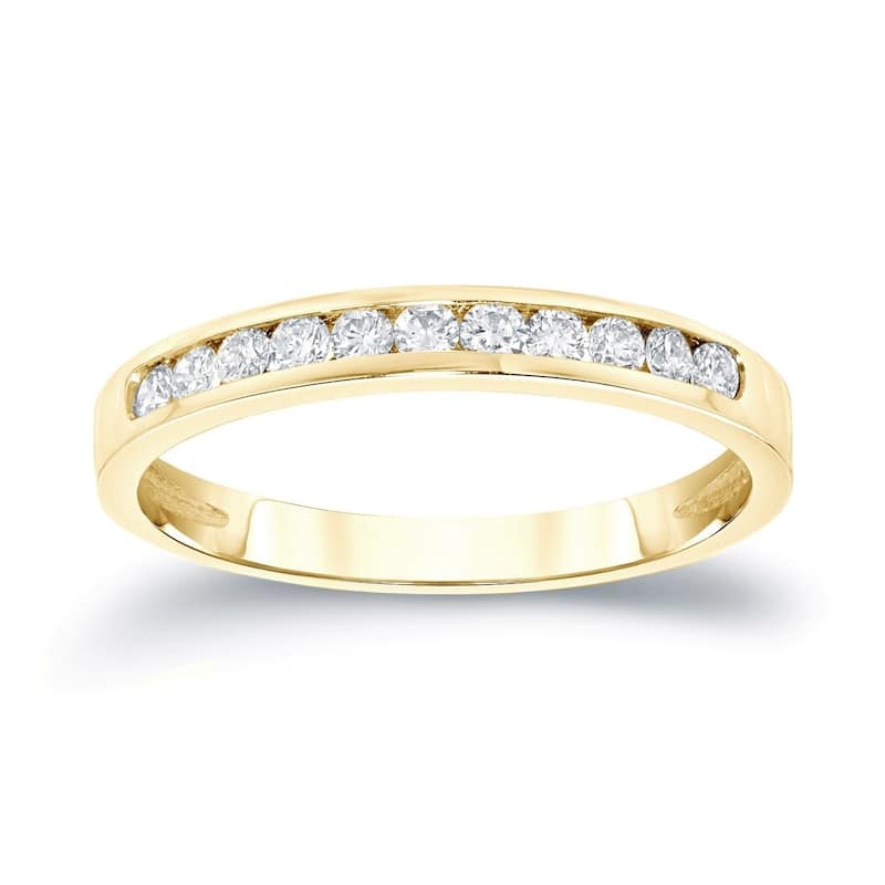 Auriya 14k Gold 1/4ctw Round Diamond Wedding Band