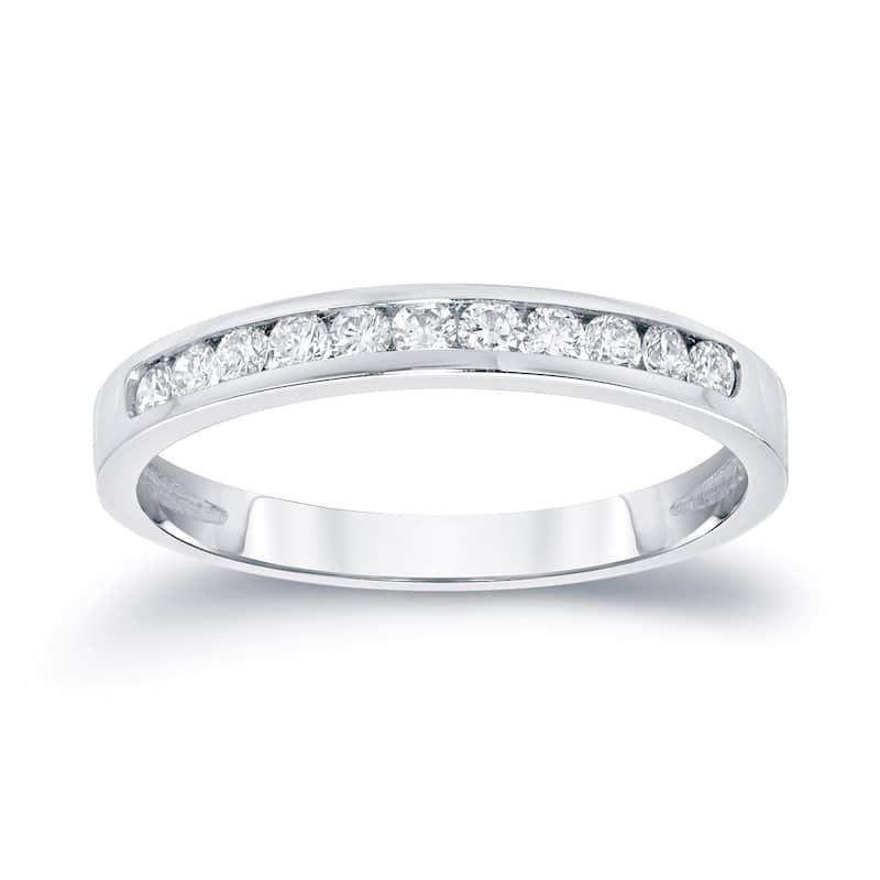 Auriya 14k Gold 1/4ctw Round Diamond Wedding Band