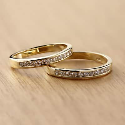 Auriya 14k Gold 1/4ctw Round Diamond Wedding Band
