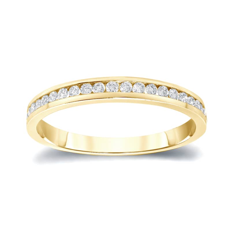 Auriya 14k Gold 1/4ctw Round Channel-set Diamond Wedding Band - Yellow - 4