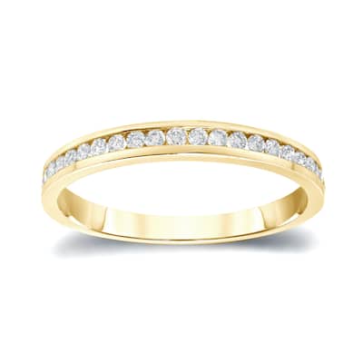 Auriya 14k Gold 1/4ctw Round Channel-set Diamond Wedding Band