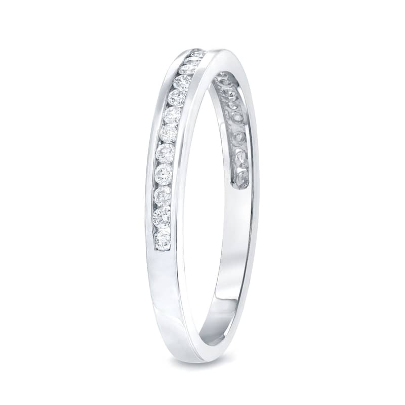 Auriya 14k Gold 1/4ctw Round Channel-set Diamond Wedding Band