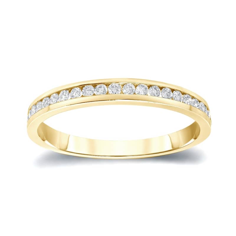Auriya 14k Gold 1/4ctw Round Channel-set Diamond Wedding Band - Yellow - 9.5