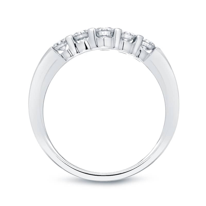 Auriya Curved Round-Cut Diamond Wedding Band 3/5ct TDW 14k White Gold