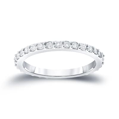 Auriya Round Diamond Wedding Anniversary Band 1/2ctw 14k White Gold