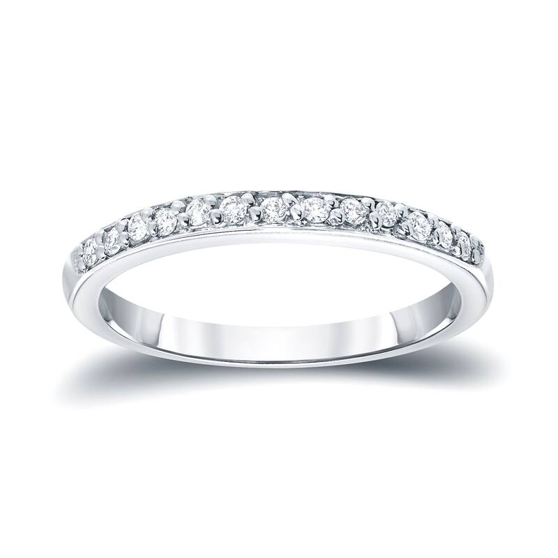 Auriya 14k Gold Round Cut Diamond Wedding Band 1/5ctw