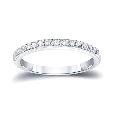 Auriya 14k Gold Round Cut Diamond Wedding Band 1/5ctw
