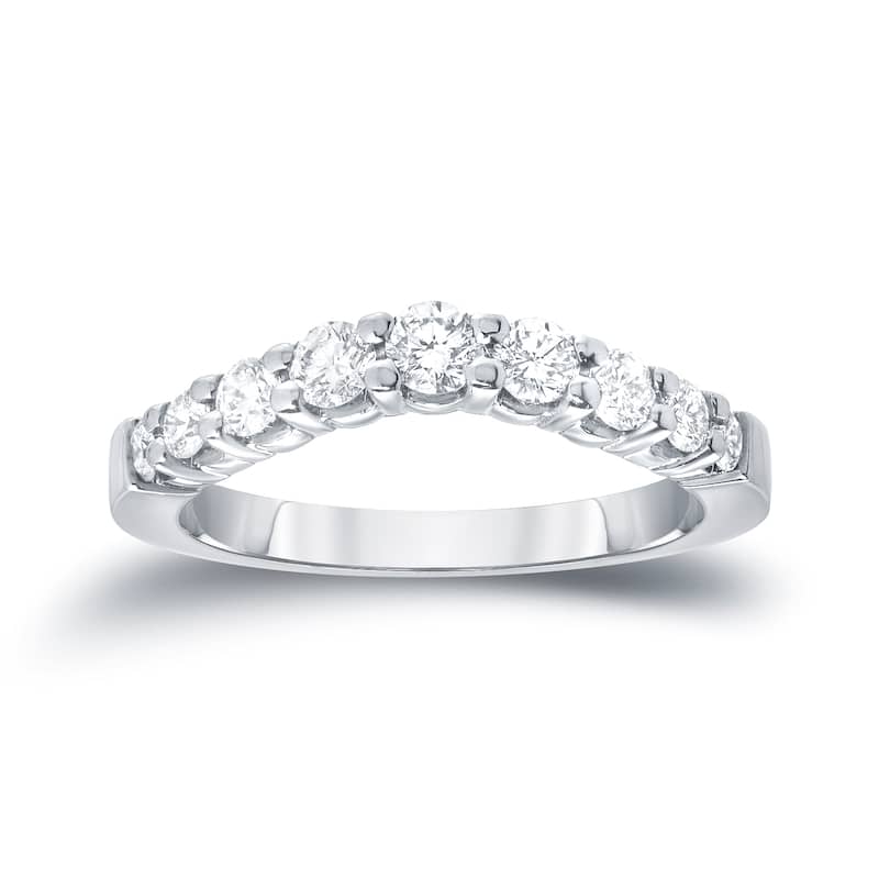 Auriya 14k Gold 3/5ctw Curved Diamond Wedding Band