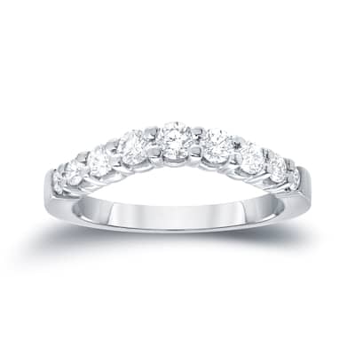 Auriya 14k Gold 3/5ctw Curved Diamond Wedding Band