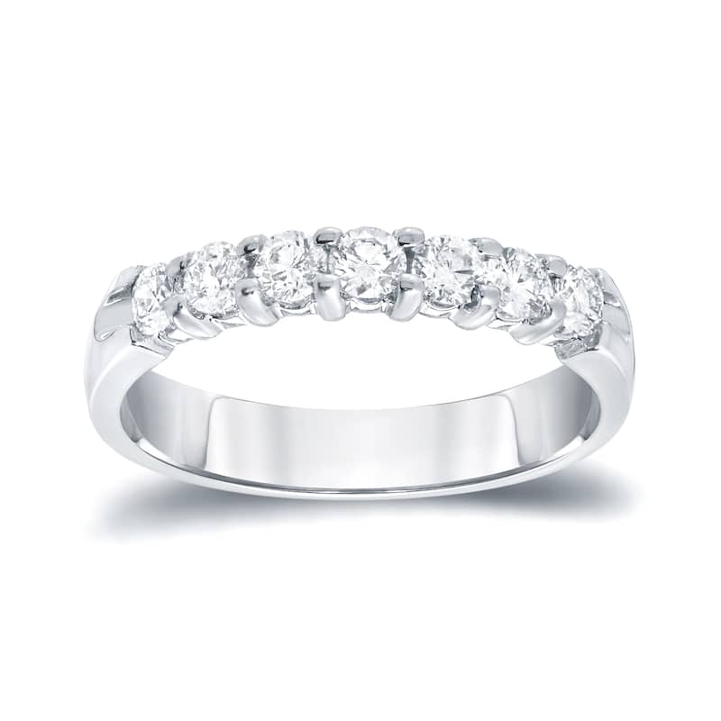 Auriya 14k Gold 1CTW Round Diamond Wedding Band - White - 4