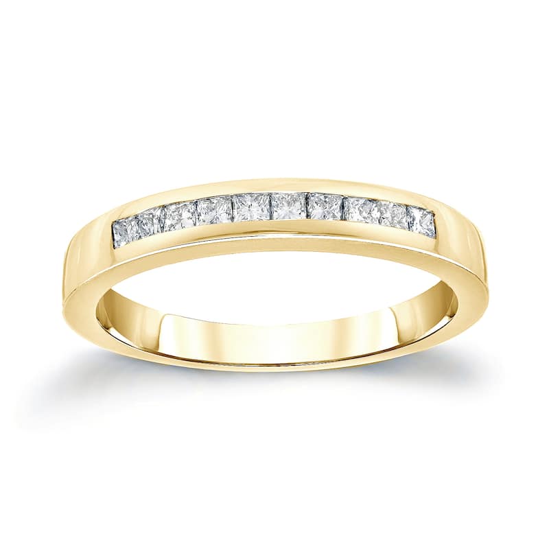 Auriya Channel Set Princess-Cut Diamond Wedding Band 1/2ct TDW 14k Gold - 4 - Yellow