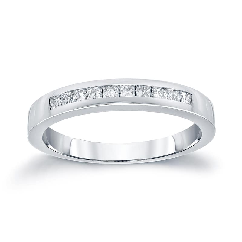 Auriya Channel Set Princess-Cut Diamond Wedding Band 1/2ct TDW 14k Gold - 6.5 - White
