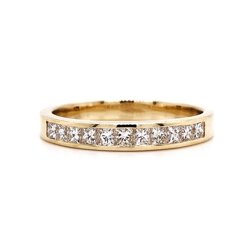 Auriya 14k Gold 1ctw Princess-Cut Channel Diamond Wedding Band