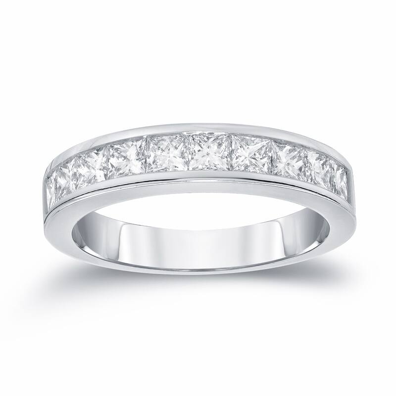 Auriya 14k Gold 1ctw Princess-Cut Channel Diamond Wedding Band