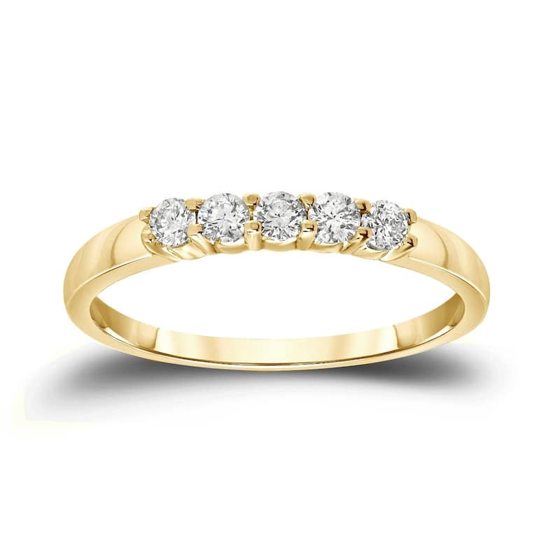 Auriya 14k Gold 1/4ctw 5-Stone Diamond Wedding Band - Yellow - 5