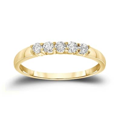 Auriya 14k Gold 1/4ctw 5-Stone Diamond Wedding Band
