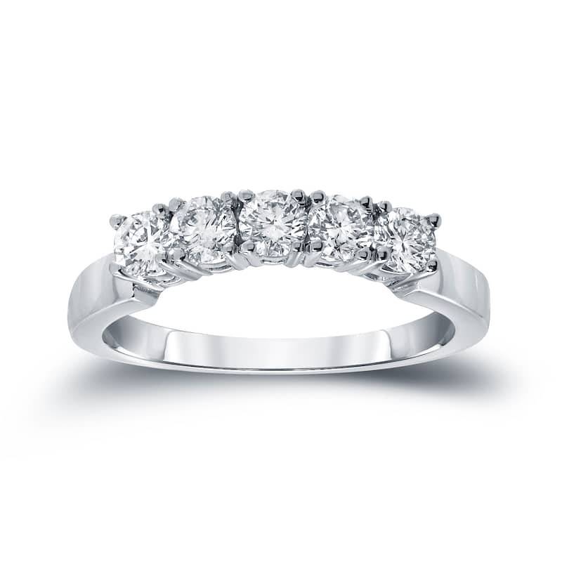 Auriya 14k Gold 3/4ctw Contoured Round Diamond Wedding Band