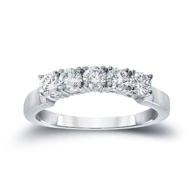 Auriya 14k Gold 3/4ctw Contoured Round Diamond Wedding Band