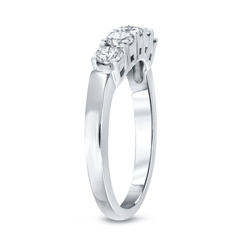Auriya 14k Gold 3/4ctw Contoured Round Diamond Wedding Band