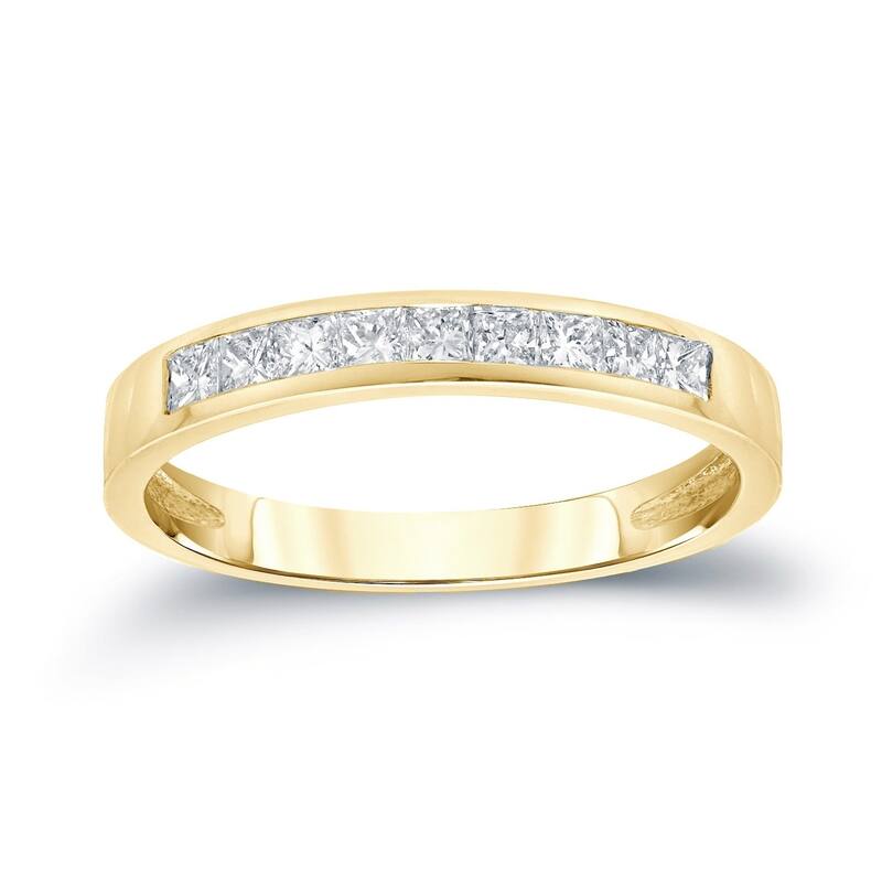 Auriya 14k Gold 1/2ctw Princess-Cut Diamond Wedding Band Channel-set - Yellow - 10