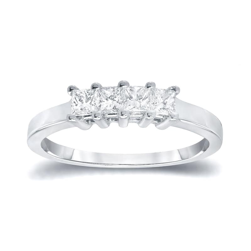 Auriya 2/5ctw 4-Stone Princess-Cut Diamond Wedding Band 14k Gold - 10 - White