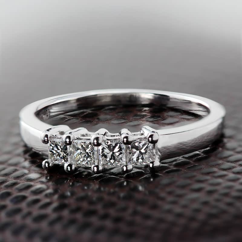 Auriya 2/5ctw 4-Stone Princess-Cut Diamond Wedding Band 14k Gold