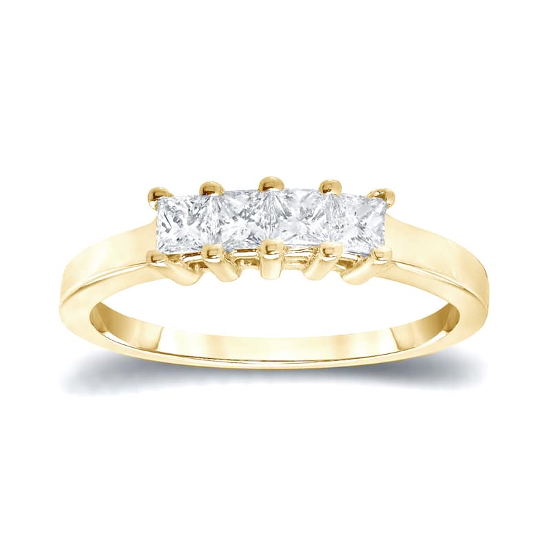 Auriya 2/5ctw 4-Stone Princess-Cut Diamond Wedding Band 14k Gold - 4 - Yellow