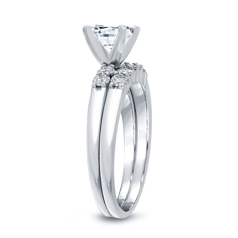 Auriya 14k Gold 1 carat TW Round 5-stone Diamond Engagement Ring Set