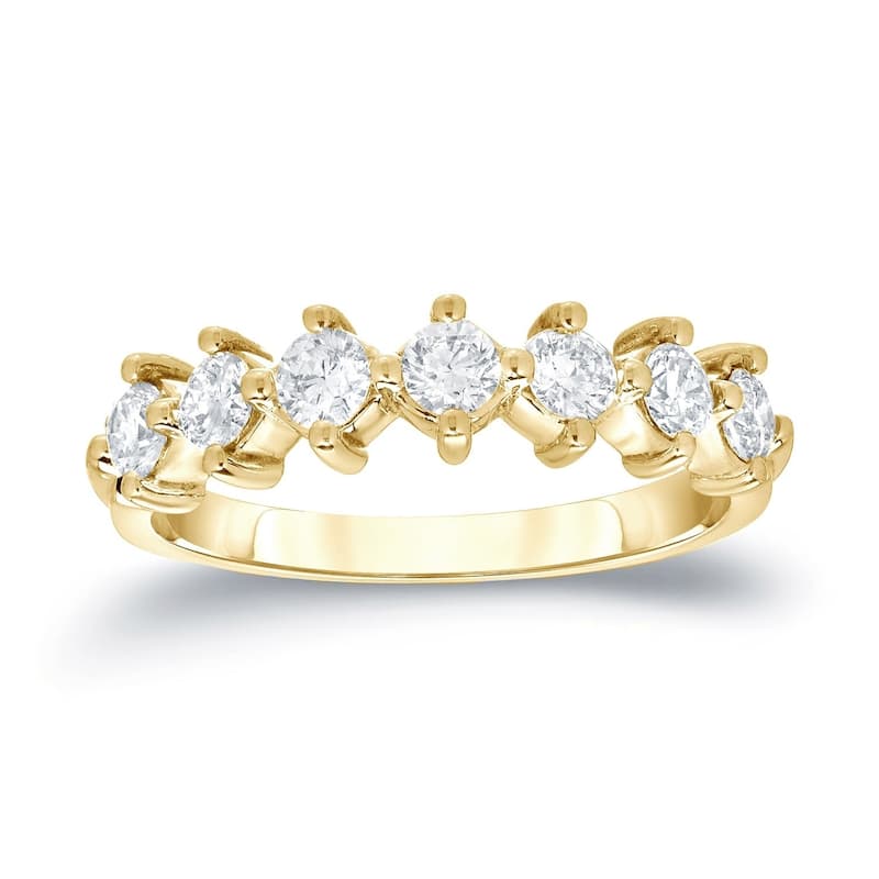Auriya 14k Gold 3/5ctw Modern 7-Stone Diamond Wedding Band