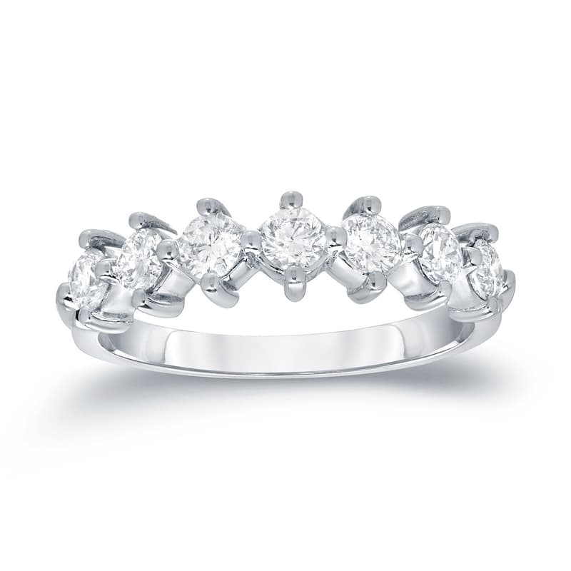 Auriya 14k Gold 3/5ctw Modern 7-Stone Diamond Wedding Band