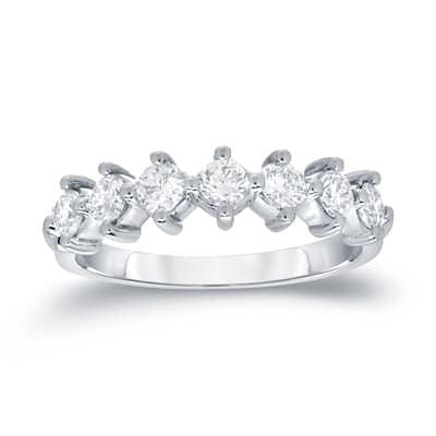 Auriya 14k Gold 3/5ctw Modern 7-Stone Diamond Wedding Band