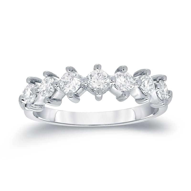 Auriya 14k Gold 3/5ctw Modern 7-Stone Diamond Wedding Band - White - 10