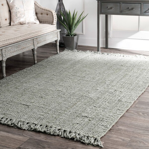 nuLOOM Handmade Eco Natural Fiber Chunky Loop Jute Grey Rug (6' x 9