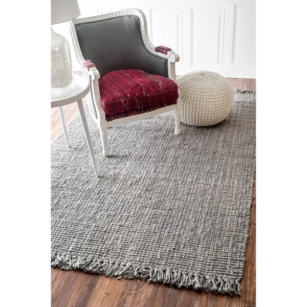 nuLOOM Handmade Eco Natural Fiber Chunky Loop Jute Grey Rug (76 x 96