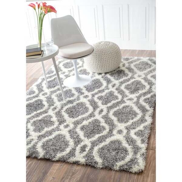 nuLOOM Soft and Plush Looped Diamond Shag Grey Rug (8' x 10') Free