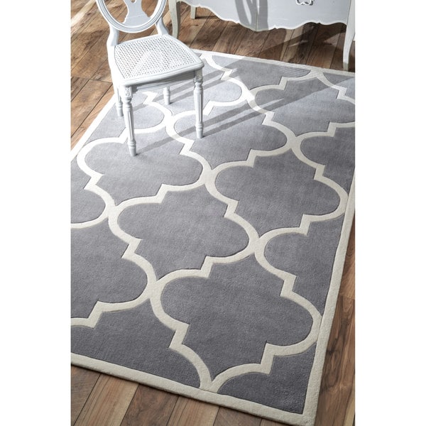 nuLOOM Handmade Luna Moroccan Trellis Grey Square Rug (6 Square)