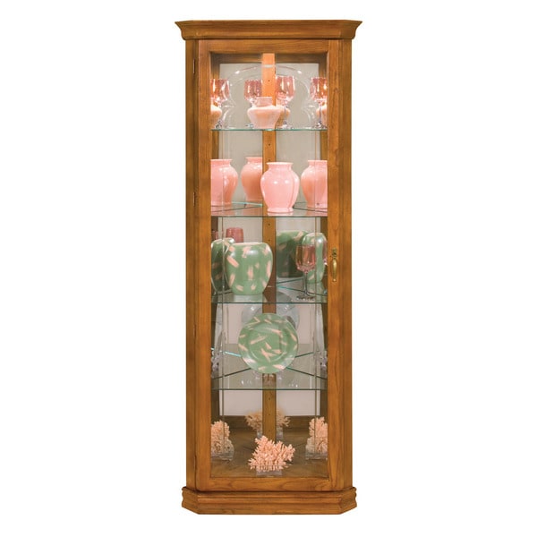 Shop Philip Reinisch Co Lighthouse Tempo Corner Oak Curio Cabinet Free Shipping Today